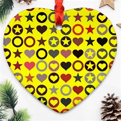 Heart Circle Star Seamless Pattern Heart Ornament (two Sides) by Amaryn4rt