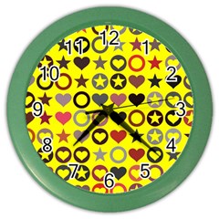 Heart Circle Star Seamless Pattern Color Wall Clocks