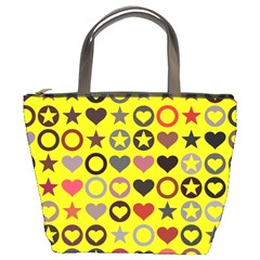 Heart Circle Star Seamless Pattern Bucket Bags by Amaryn4rt