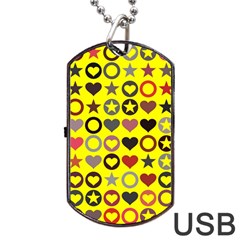 Heart Circle Star Seamless Pattern Dog Tag Usb Flash (one Side)