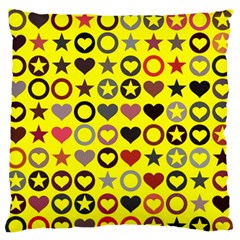 Heart Circle Star Seamless Pattern Large Flano Cushion Case (one Side) by Amaryn4rt