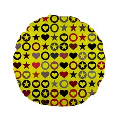 Heart Circle Star Seamless Pattern Standard 15  Premium Flano Round Cushions