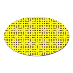 Heart Circle Star Seamless Pattern Oval Magnet