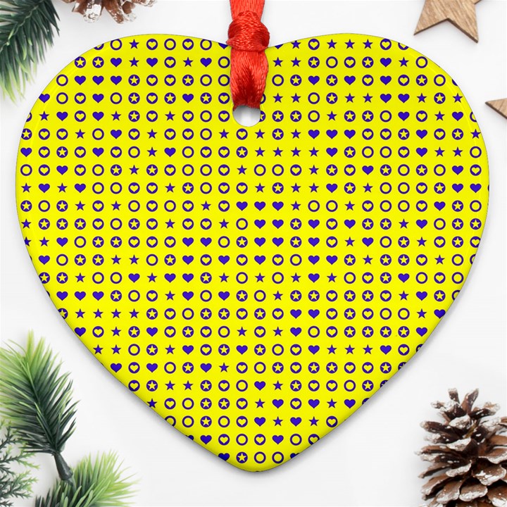 Heart Circle Star Seamless Pattern Heart Ornament (Two Sides)