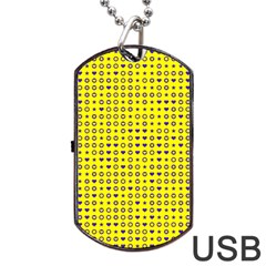 Heart Circle Star Seamless Pattern Dog Tag Usb Flash (two Sides)