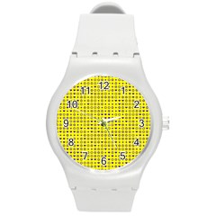 Heart Circle Star Seamless Pattern Round Plastic Sport Watch (m) by Amaryn4rt