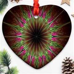 Julian Star Star Fun Green Violet Heart Ornament (two Sides) by Amaryn4rt