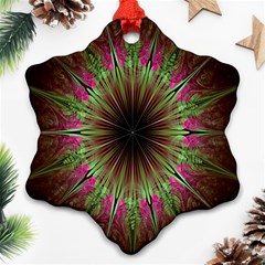 Julian Star Star Fun Green Violet Snowflake Ornament (two Sides) by Amaryn4rt