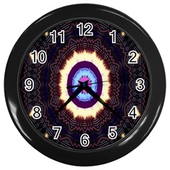 Mandala Art Design Pattern Ornament Flower Floral Wall Clocks (black)