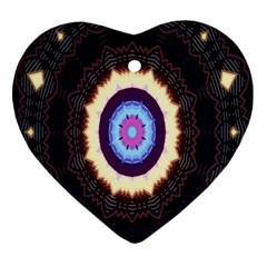 Mandala Art Design Pattern Ornament Flower Floral Heart Ornament (two Sides)