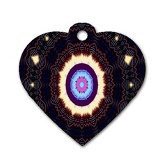 Mandala Art Design Pattern Ornament Flower Floral Dog Tag Heart (one Side)