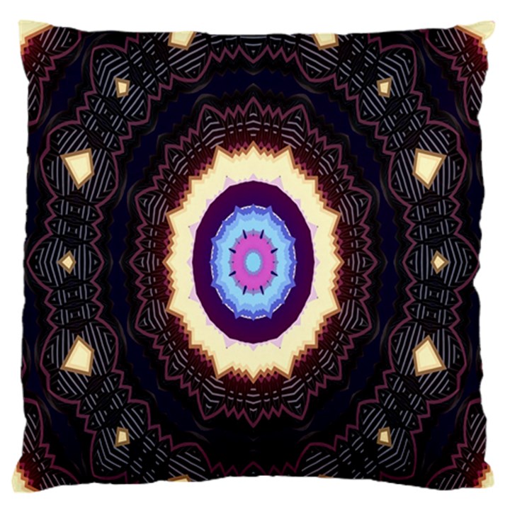 Mandala Art Design Pattern Ornament Flower Floral Large Flano Cushion Case (One Side)