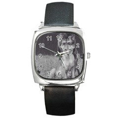 King And Queen Of The Jungle Design  Square Metal Watch