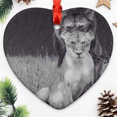 King And Queen Of The Jungle Design  Heart Ornament (two Sides) by FrontlineS