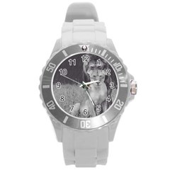 King And Queen Of The Jungle Design  Round Plastic Sport Watch (l) by FrontlineS