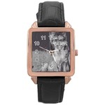 King and Queen of the jungle design  Rose Gold Leather Watch  Front