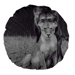 King And Queen Of The Jungle Design  Large 18  Premium Flano Round Cushions by FrontlineS