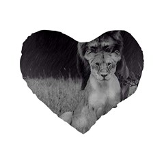 King And Queen Of The Jungle Design  Standard 16  Premium Flano Heart Shape Cushions by FrontlineS