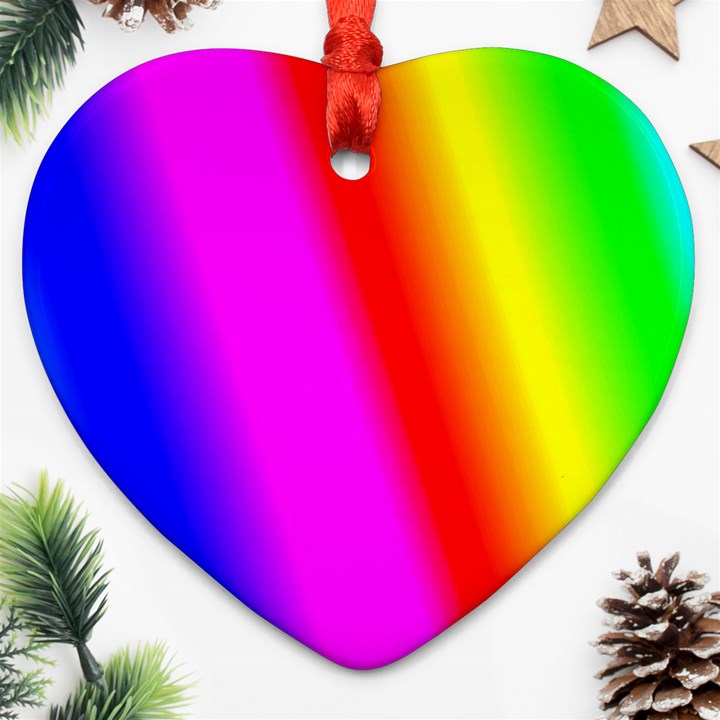 Multi Color Rainbow Background Ornament (Heart)