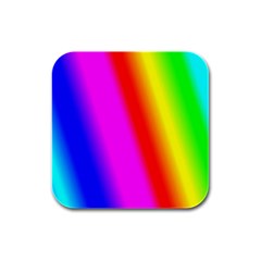 Multi Color Rainbow Background Rubber Square Coaster (4 Pack) 