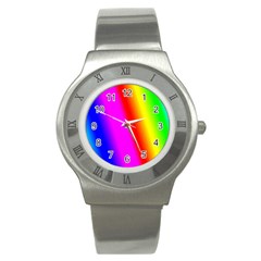 Multi Color Rainbow Background Stainless Steel Watch by Amaryn4rt