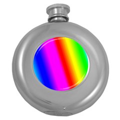 Multi Color Rainbow Background Round Hip Flask (5 Oz) by Amaryn4rt