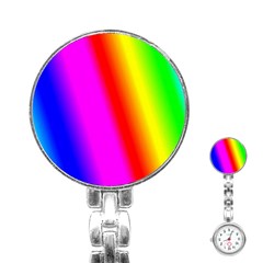 Multi Color Rainbow Background Stainless Steel Nurses Watch by Amaryn4rt