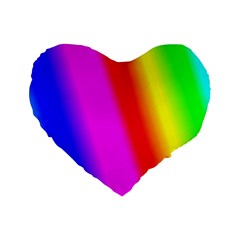 Multi Color Rainbow Background Standard 16  Premium Flano Heart Shape Cushions by Amaryn4rt