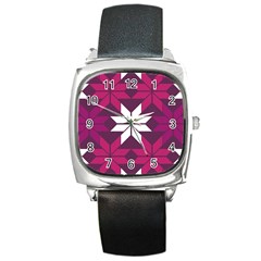 Pattern Background Texture Aztec Square Metal Watch by Amaryn4rt