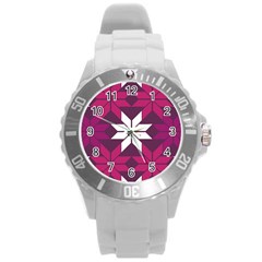 Pattern Background Texture Aztec Round Plastic Sport Watch (l)