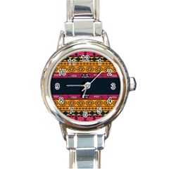 Pattern Ornaments Africa Safari Summer Graphic Round Italian Charm Watch by Amaryn4rt