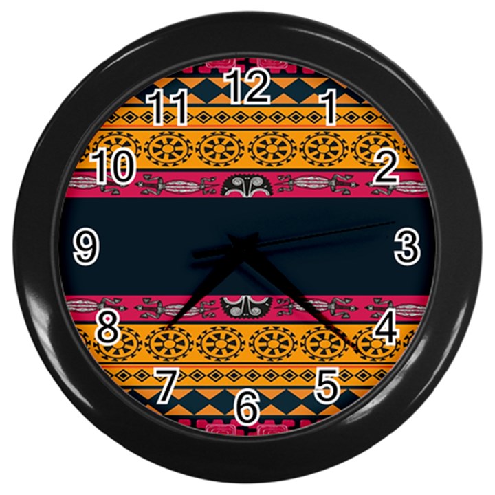 Pattern Ornaments Africa Safari Summer Graphic Wall Clocks (Black)