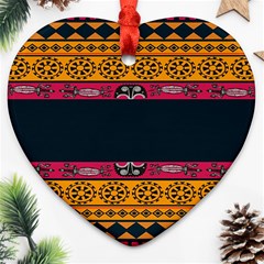 Pattern Ornaments Africa Safari Summer Graphic Heart Ornament (two Sides)