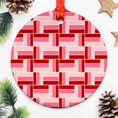 Pink Red Burgundy Pattern Stripes Ornament (round)