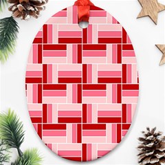 Pink Red Burgundy Pattern Stripes Ornament (oval)