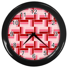 Pink Red Burgundy Pattern Stripes Wall Clocks (black) by Amaryn4rt