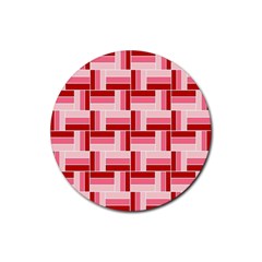 Pink Red Burgundy Pattern Stripes Rubber Coaster (round) 