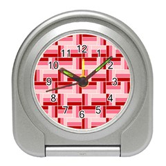 Pink Red Burgundy Pattern Stripes Travel Alarm Clocks