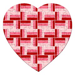 Pink Red Burgundy Pattern Stripes Jigsaw Puzzle (heart)