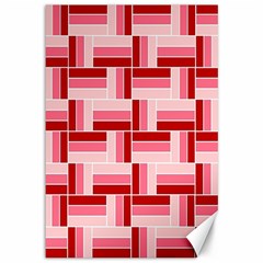 Pink Red Burgundy Pattern Stripes Canvas 12  X 18   by Amaryn4rt