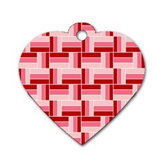 Pink Red Burgundy Pattern Stripes Dog Tag Heart (two Sides)