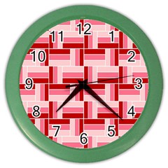 Pink Red Burgundy Pattern Stripes Color Wall Clocks