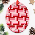 Pink Red Burgundy Pattern Stripes Ornament (Oval Filigree) Front