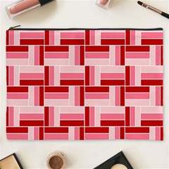 Pink Red Burgundy Pattern Stripes Cosmetic Bag (xxxl) 