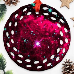 Pistol Star And Nebula Round Filigree Ornament (two Sides)