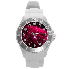 Pistol Star And Nebula Round Plastic Sport Watch (l)