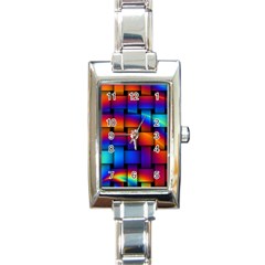 Rainbow Weaving Pattern Rectangle Italian Charm Watch