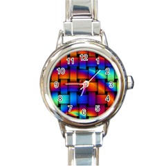 Rainbow Weaving Pattern Round Italian Charm Watch