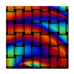 Rainbow Weaving Pattern Tile Coasters