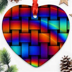 Rainbow Weaving Pattern Ornament (heart) by Amaryn4rt